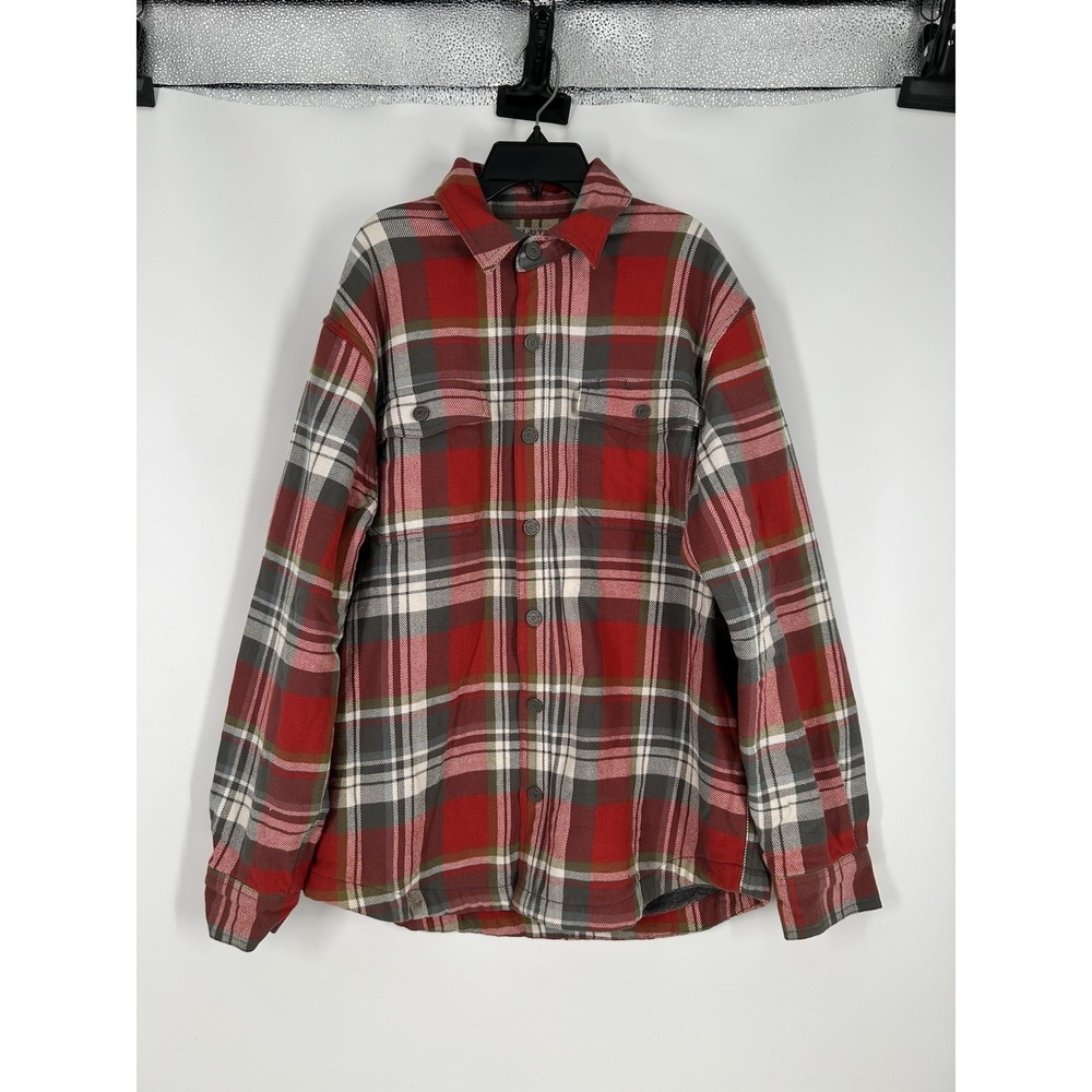 Duluth Trading Co Flannel Long Sleeve Button Up Jacket Shacket Plaid Mens Medium